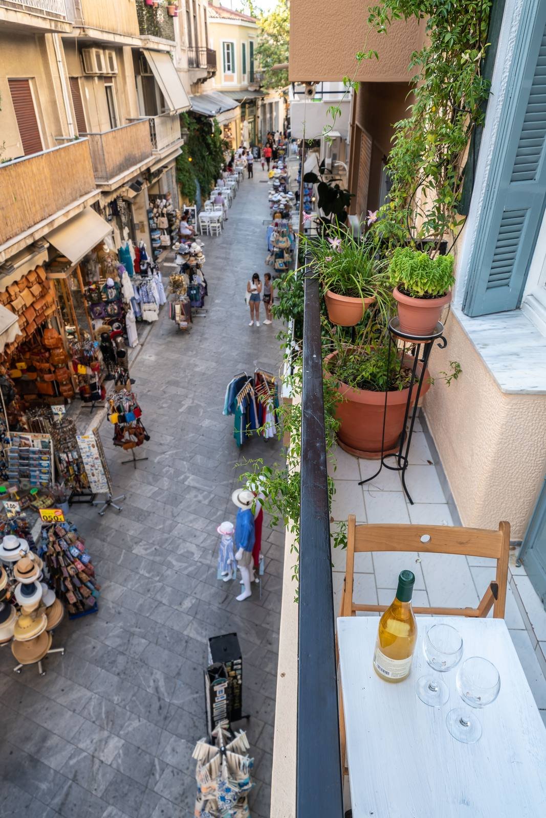 Adrianou Street seen from the balcony